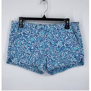 Lilly Pulitzer Women's Adie Chasing Tail Fish Shorts Size 2 Pockets Blue White